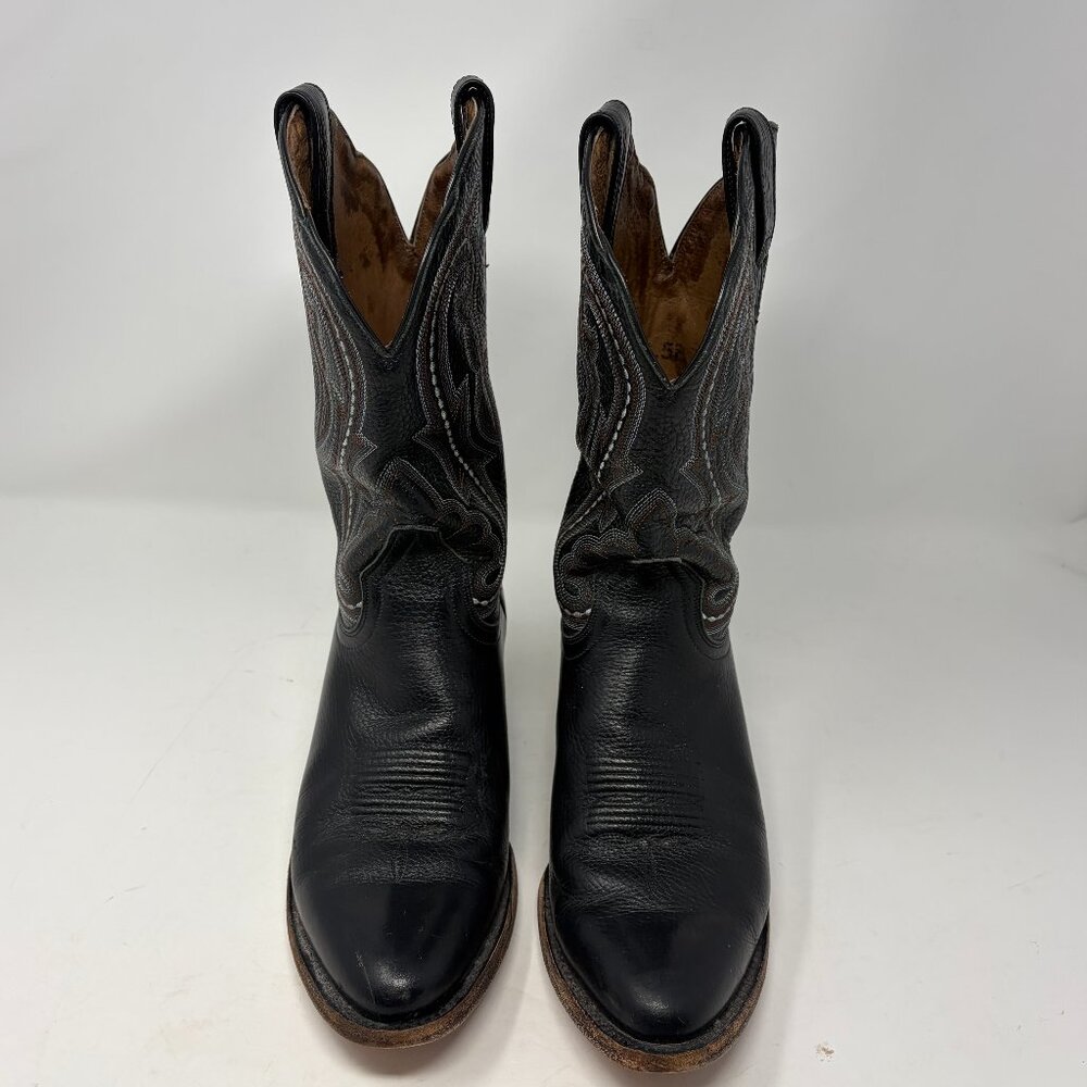 Ariat Black Western Cowboy Boots with Brown Accents - Picture 2 of 11